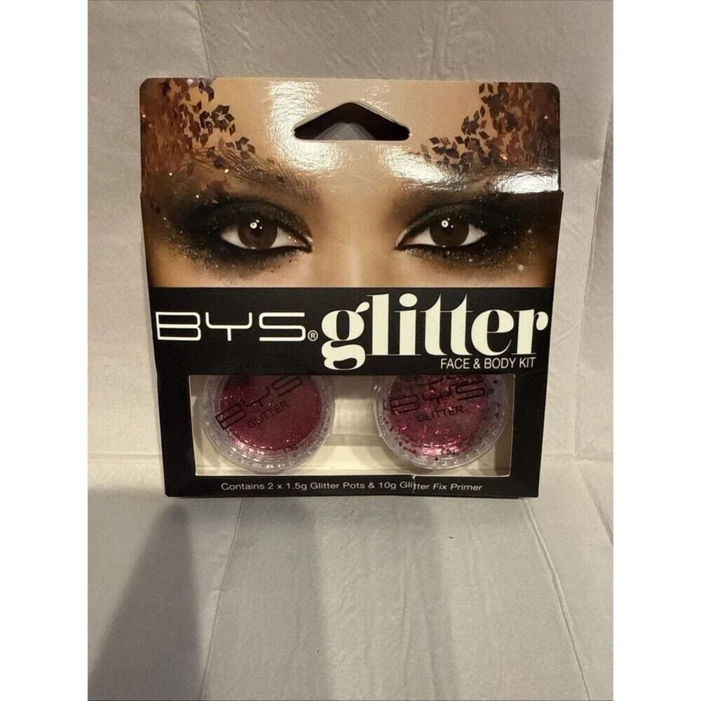 BYS Glitter Face & Body Kit Glitter Pot & Glitter Fix Primer Fuchsia